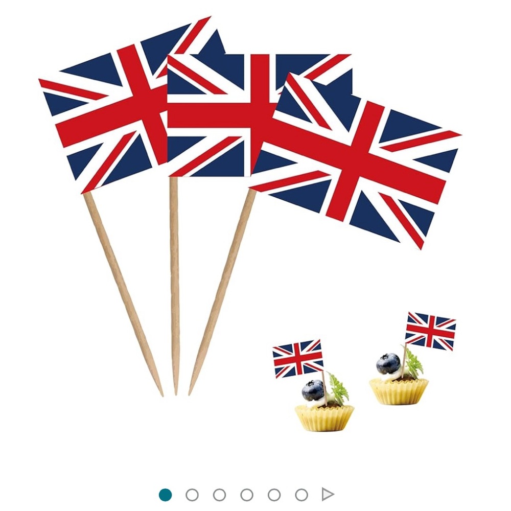 80 United Kingdom UK Toothpick Flag Mini Fruit Cupcake Toppers